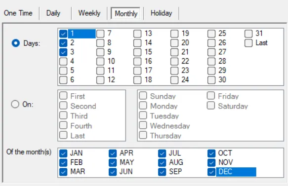 Chọn ngày cố định